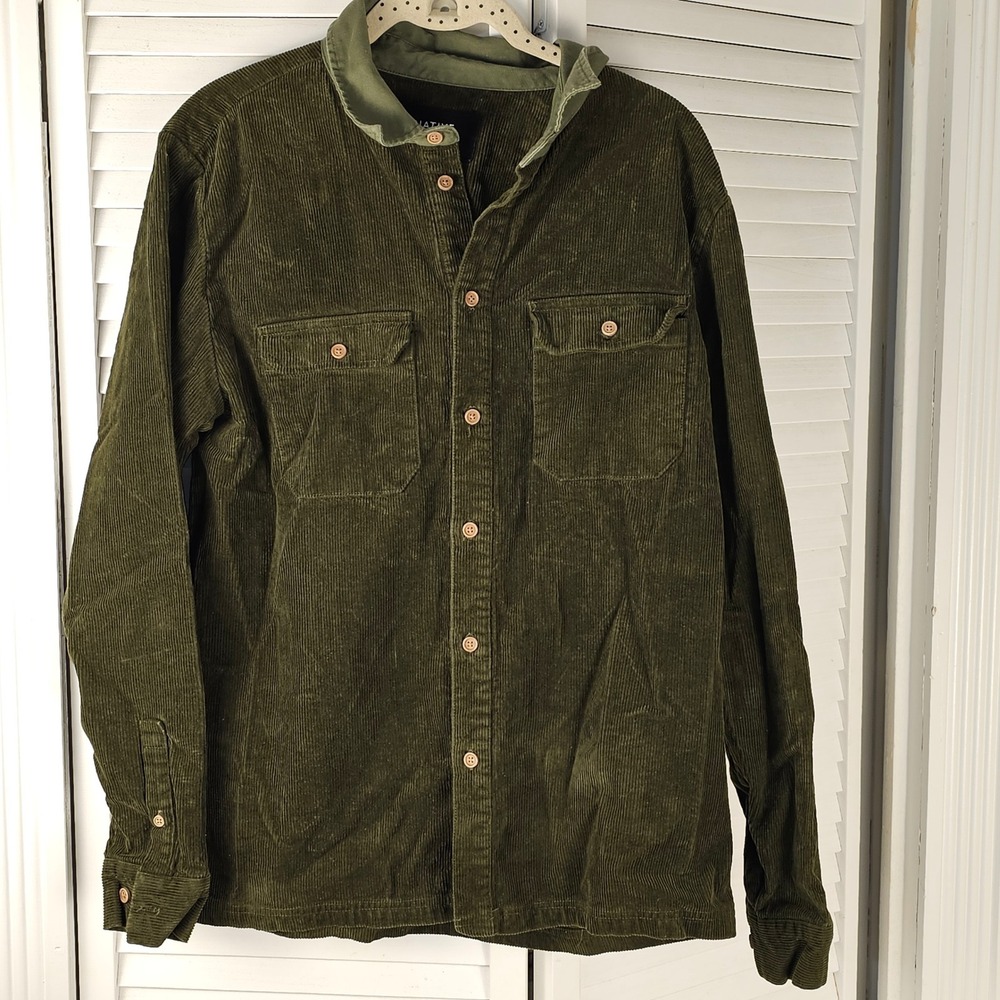 Native Youth Mens Corduroy Button Down Shirt Jacket‎ Shacket Medium